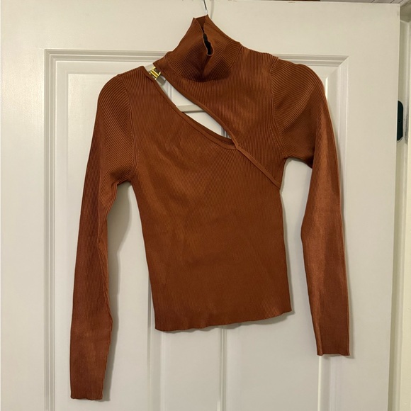 Zara Rust Ribbed Knit Top - Picture 2 of 6